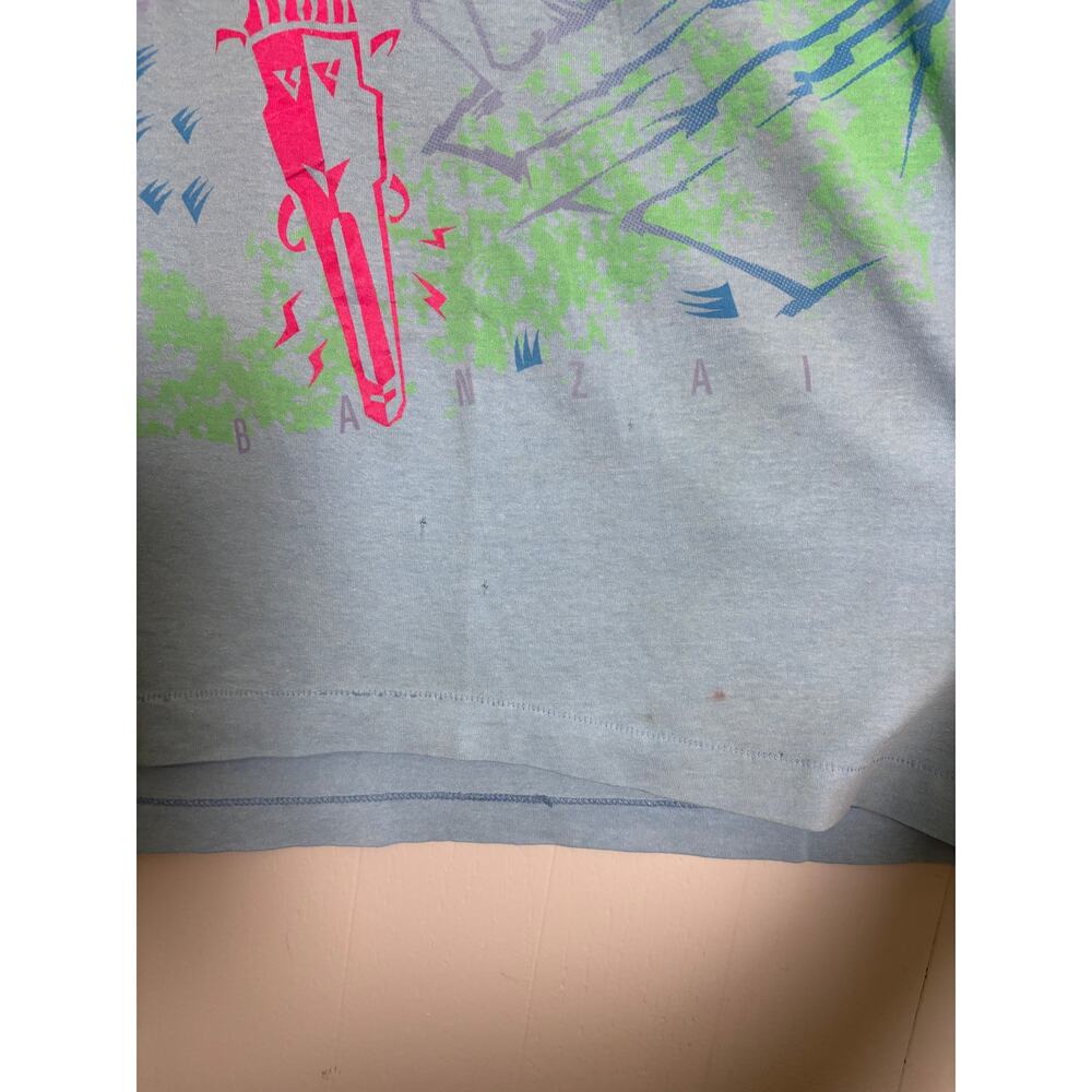 Selec-T Vintage 80s Haulin' Surfer Surfboard XL Neon Print Shirt - Picture 3 of 7